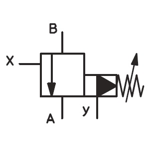 Símbolo de válvula de secuencia pilotada hidráulicamente